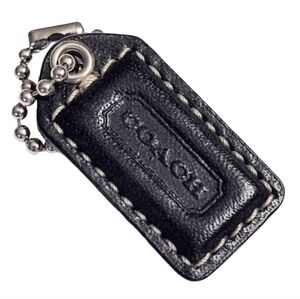 🖤 Mini 1.5" Coach Vintage Black Leather Hangtag Bag Fob Purse Charm Keychain